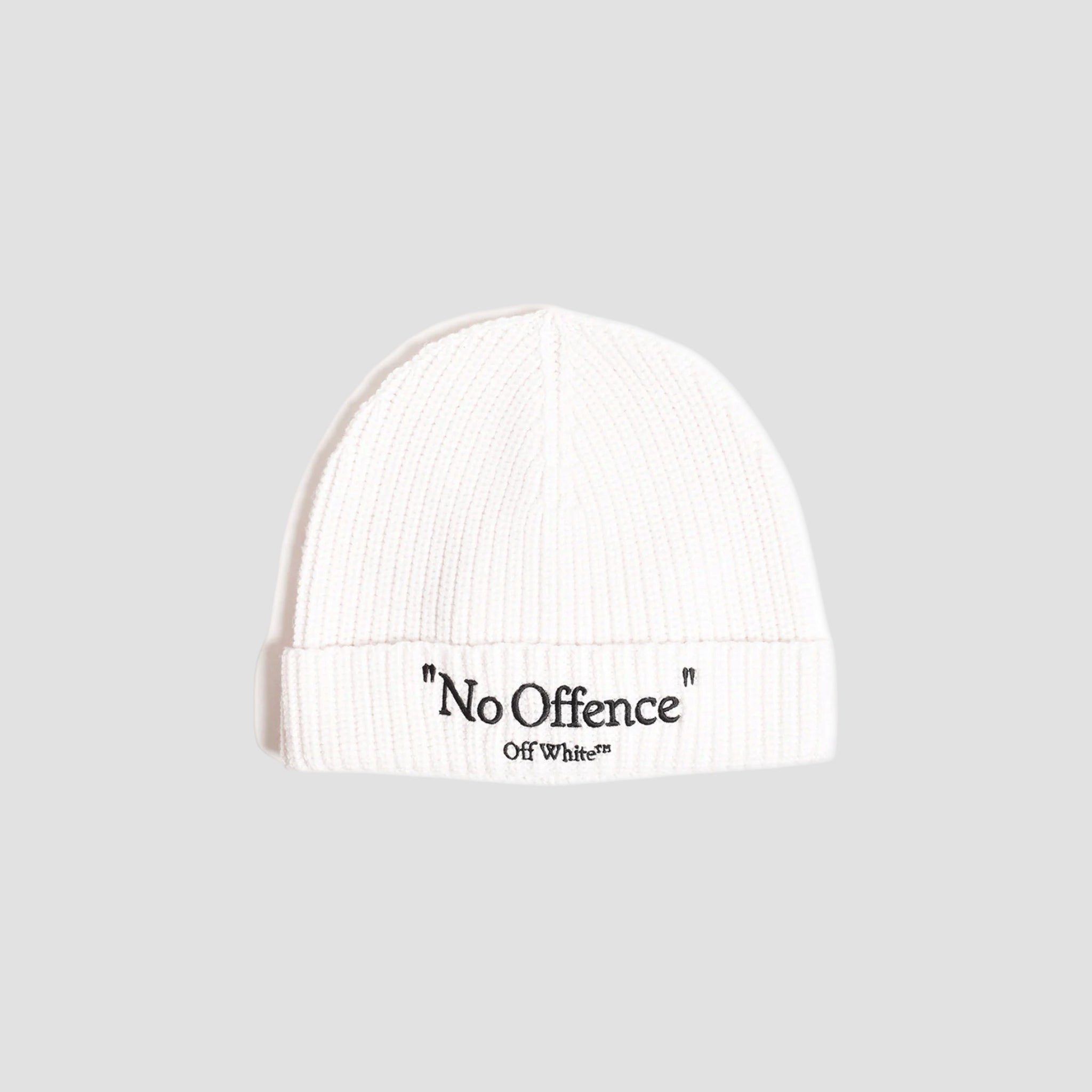 Off-White ‘No offence’ Classic Knit Beanie In White