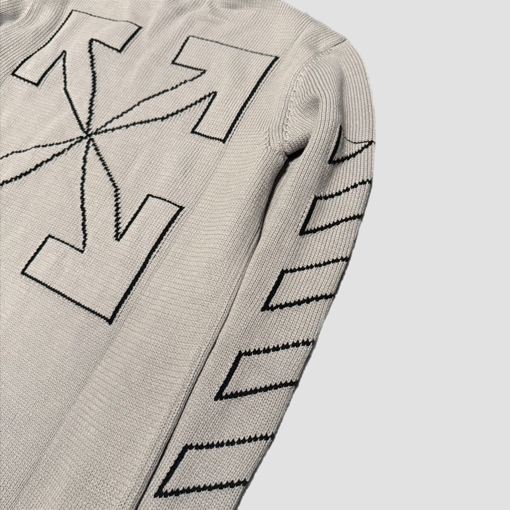 Off-White Diag Outline Knit Crewneck Grey