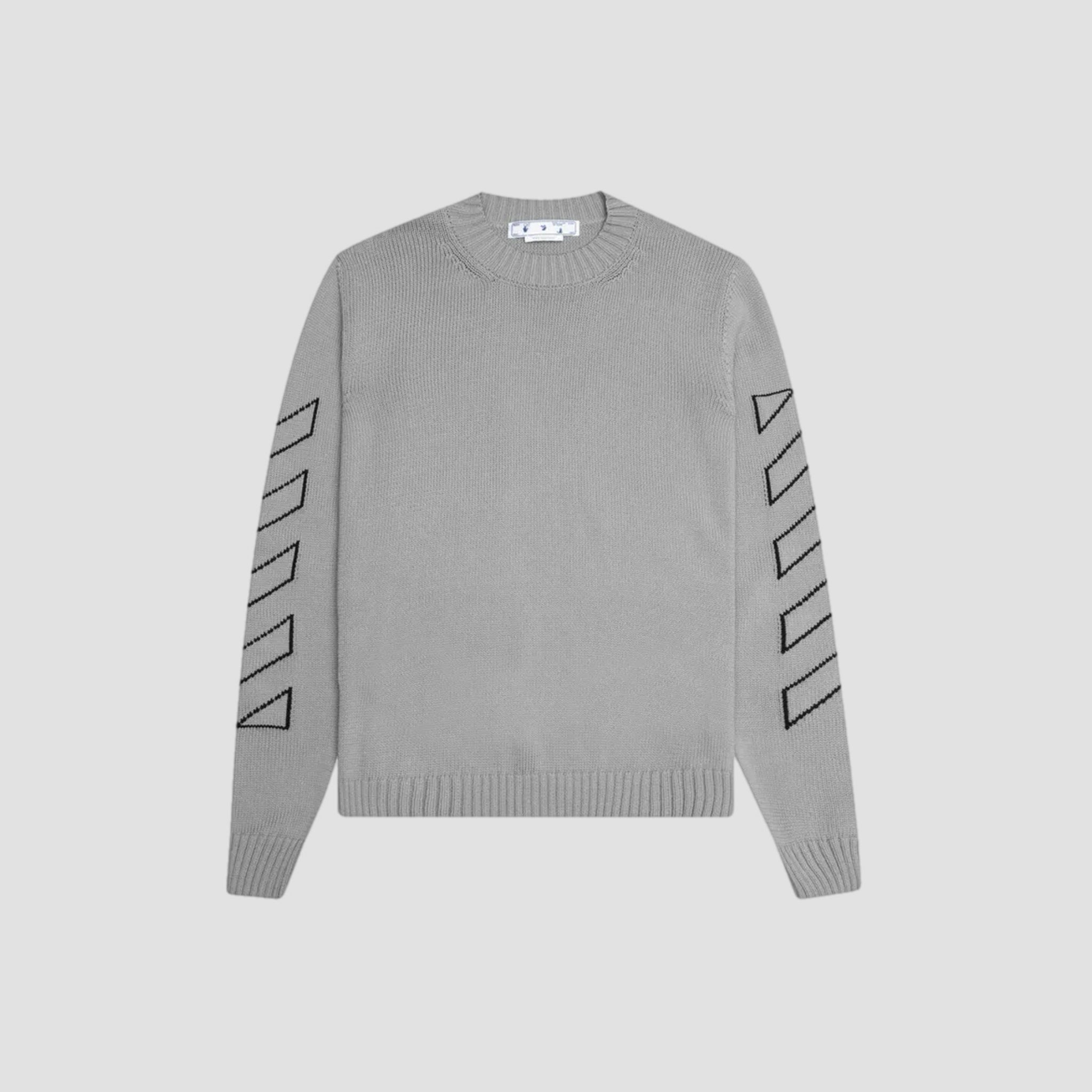 Off-White Diag Outline Knit Crewneck Grey