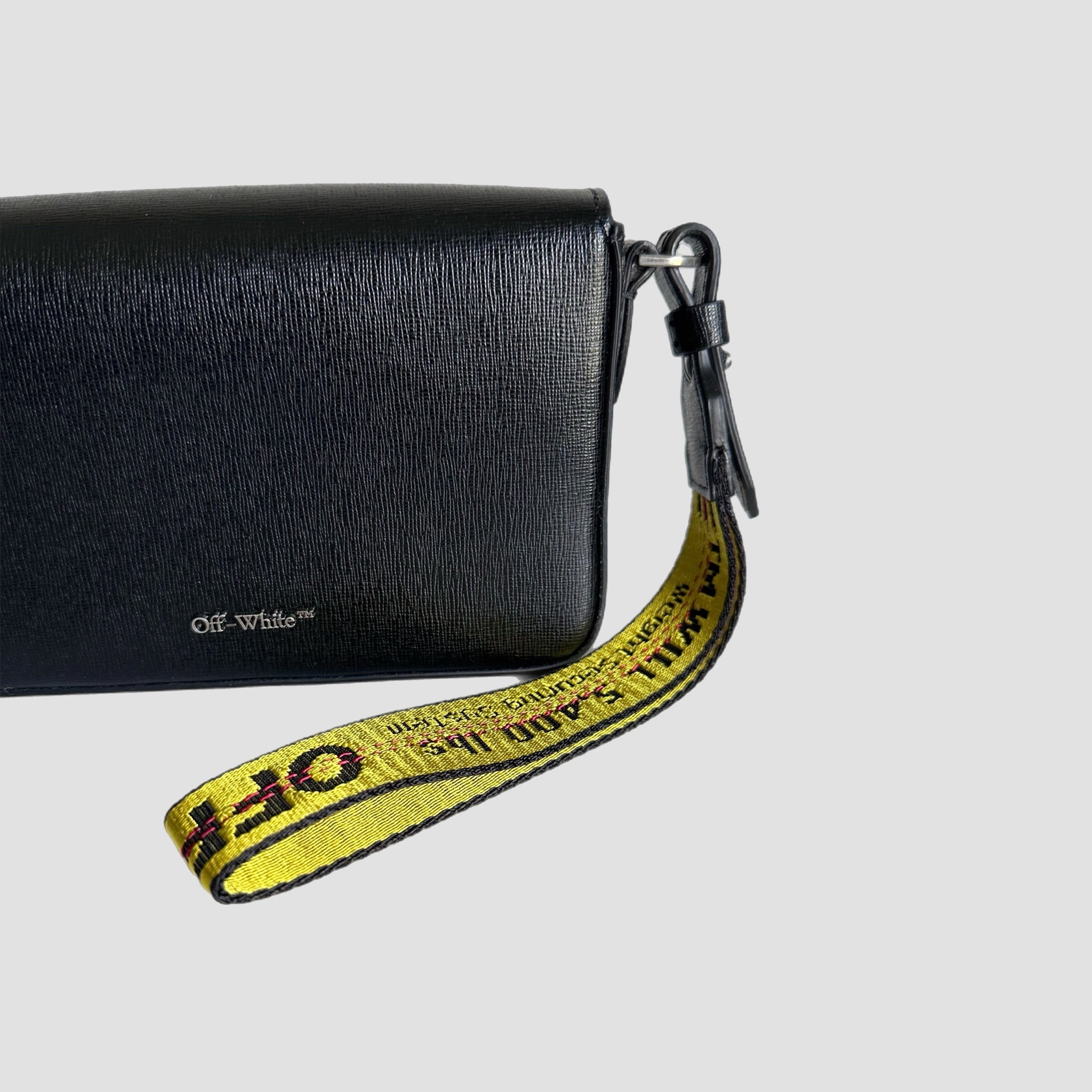 Off-White Diag Saffiano Clutch Bag Black White