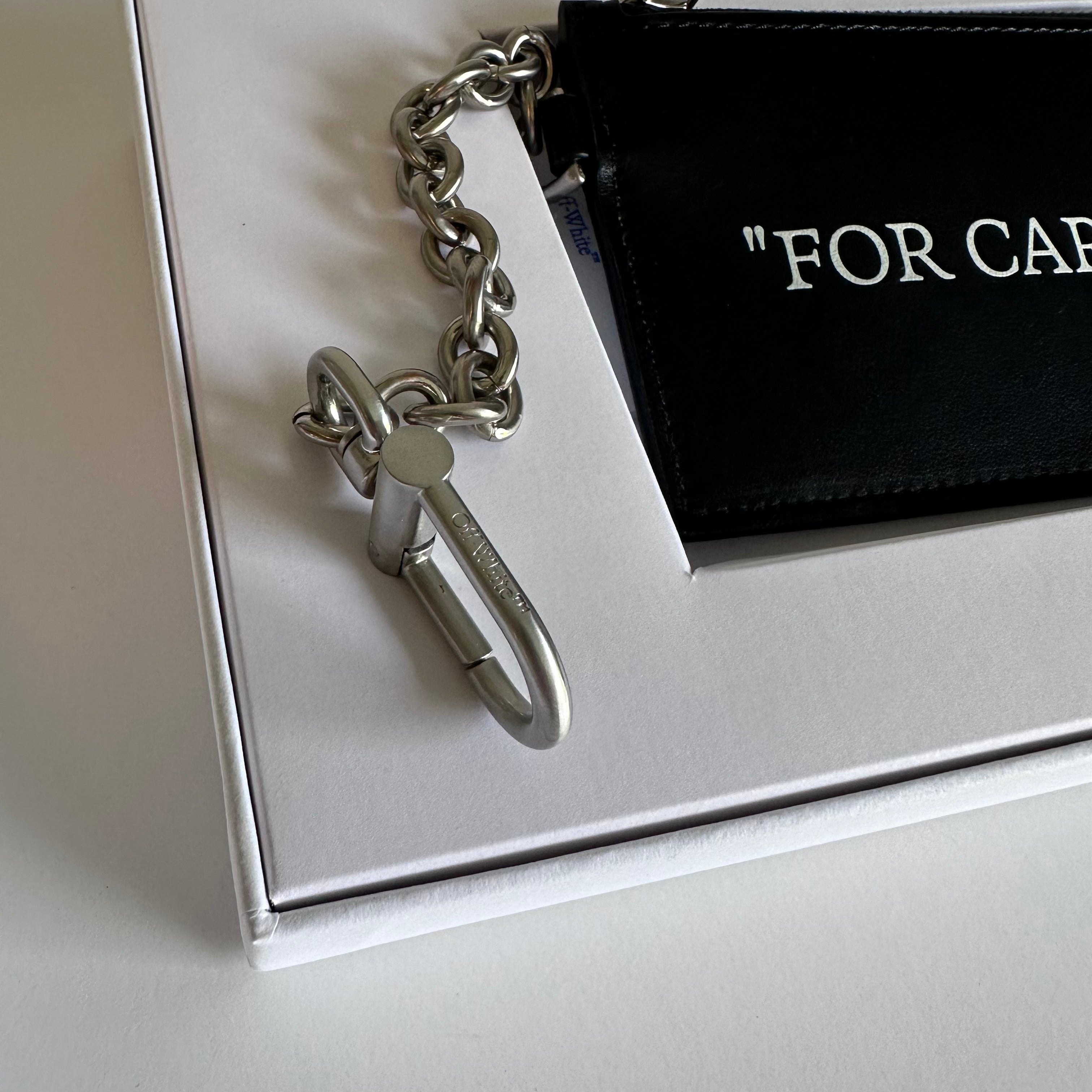 Off-White Quote Bookish Keyring Card Wallet Black