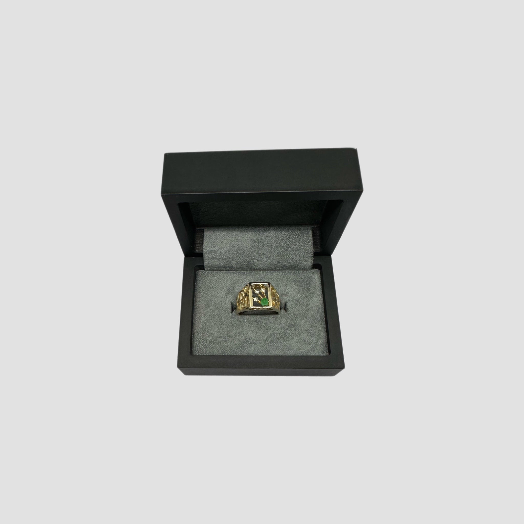 9ct Diamond & Emerald Signet Pinky Signet Ring
