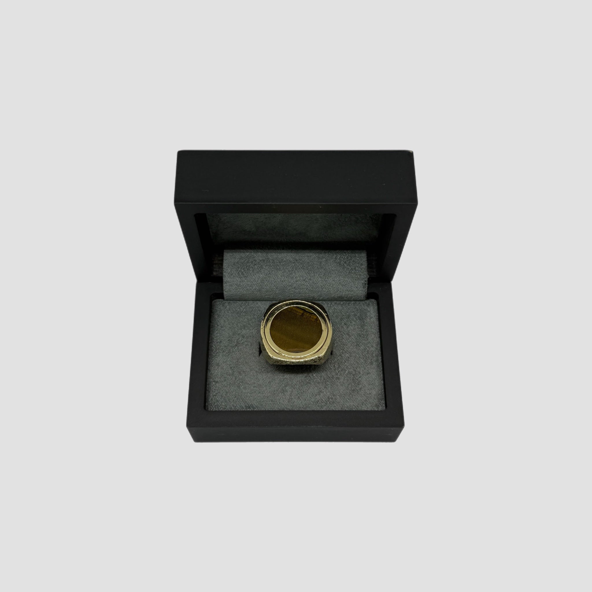 Tigers Eye Half Soverign Ring