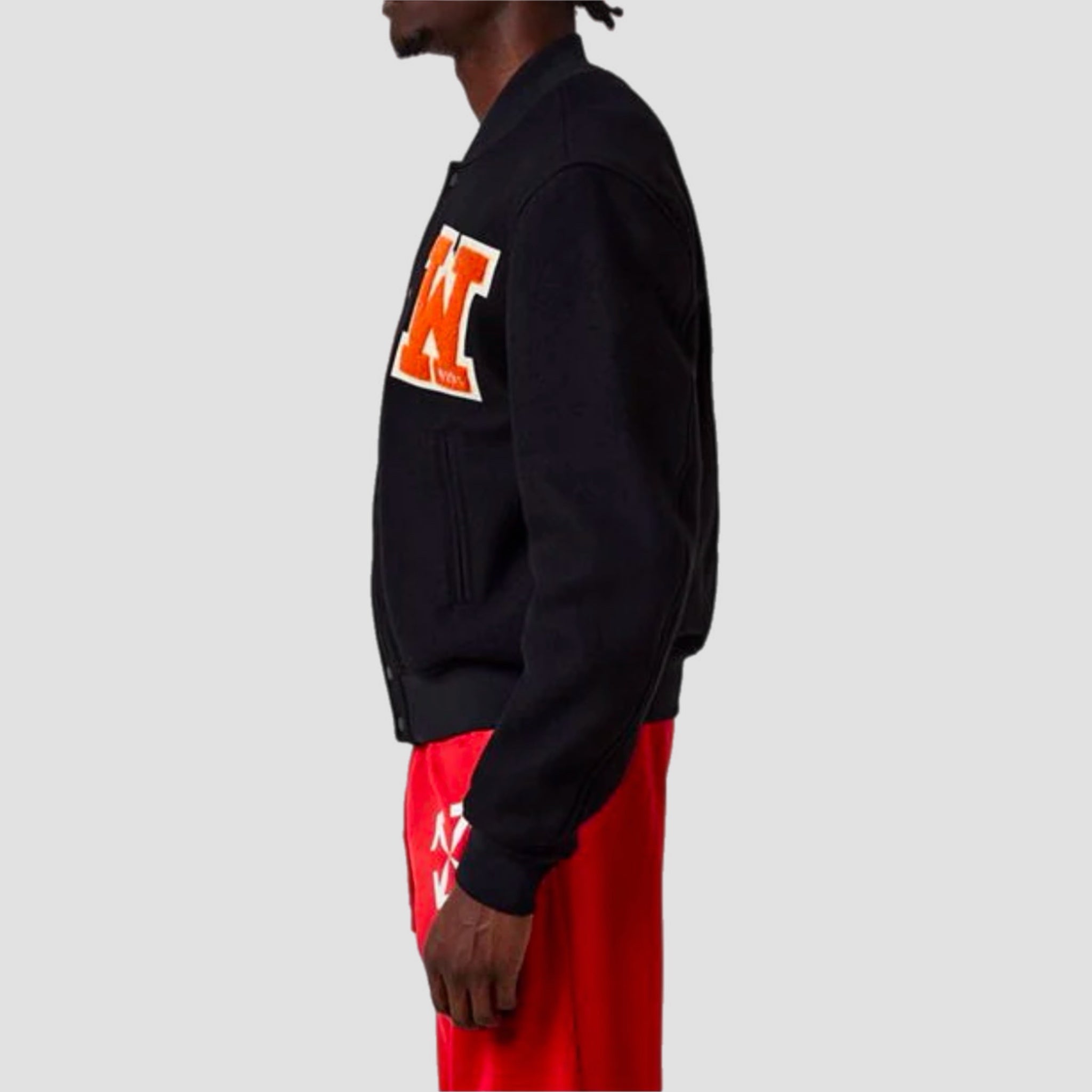 Off-White OW Patch Logo Black Varsity Jacket