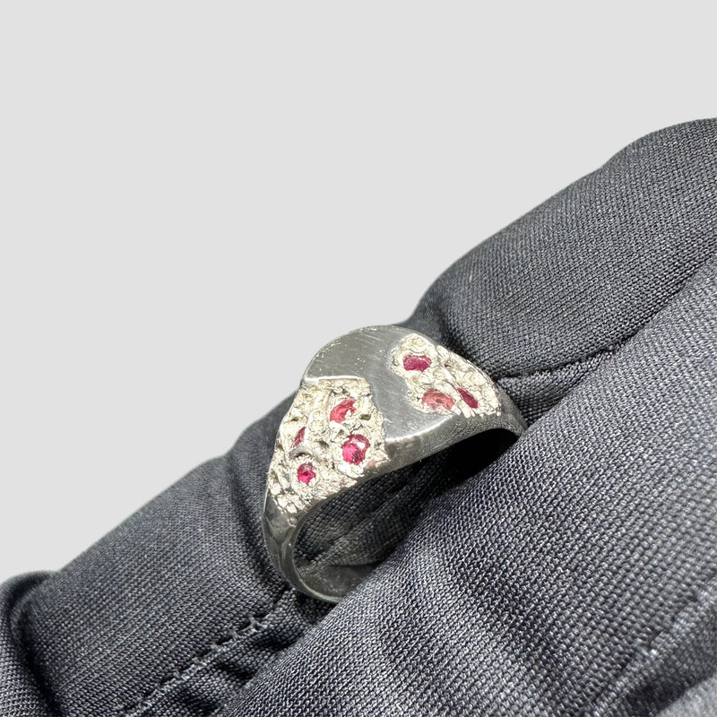Handmade Sterling Silver Signet Ring With Natural Rubies Original Allure