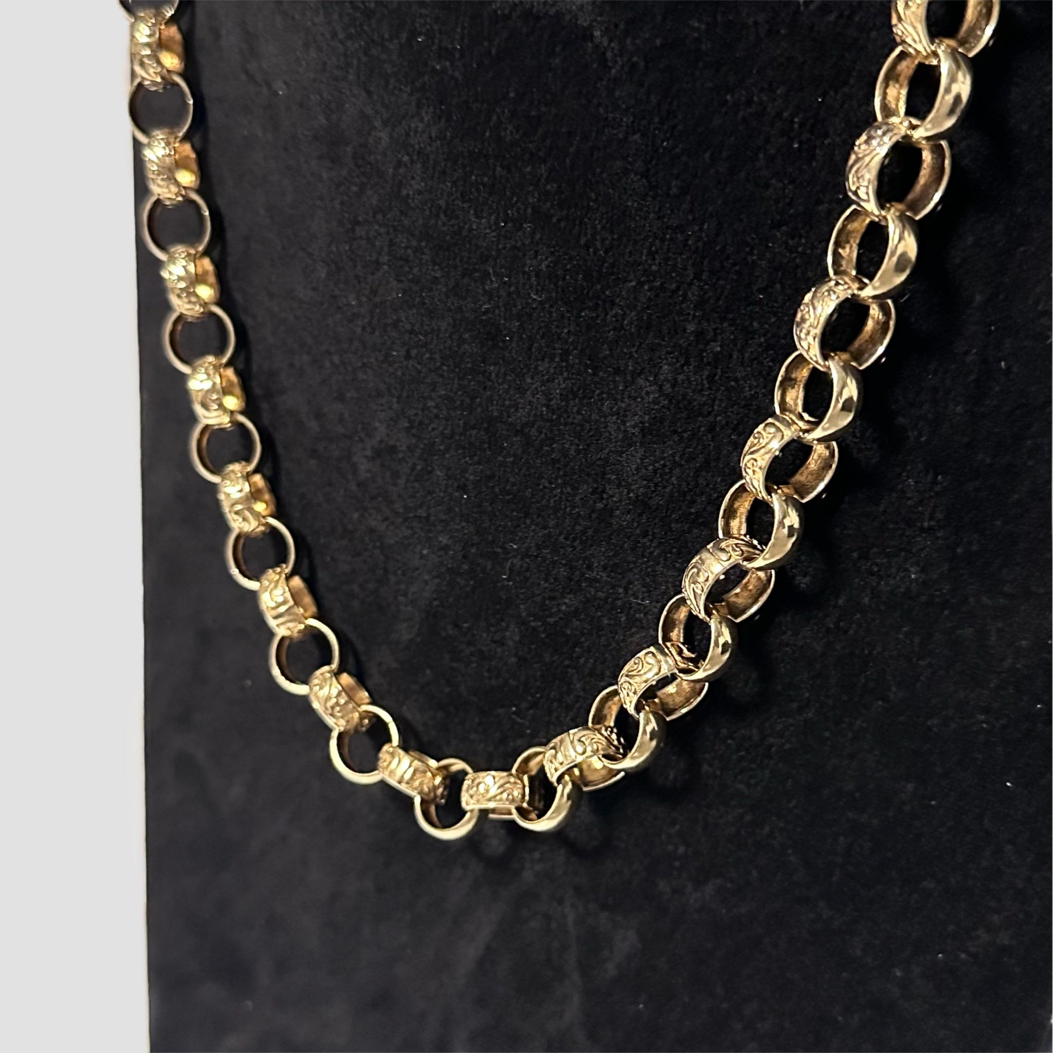 9ct Patterned Belcher Necklace Chain