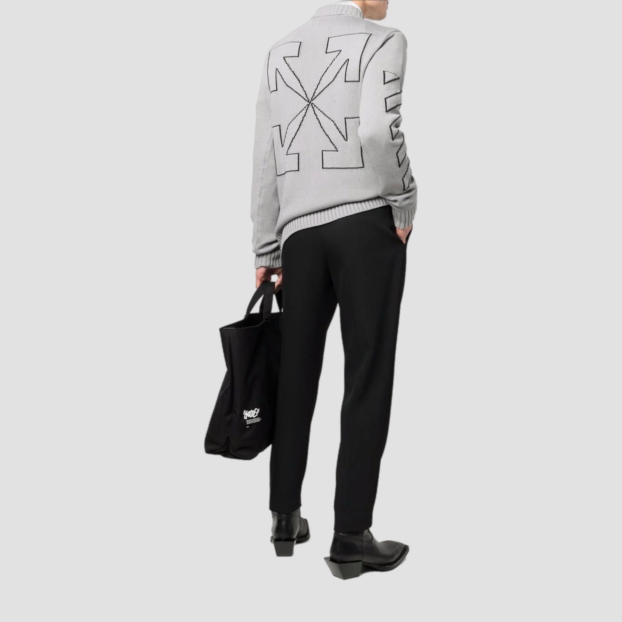 Off-White Diag Outline Knit Crewneck Grey