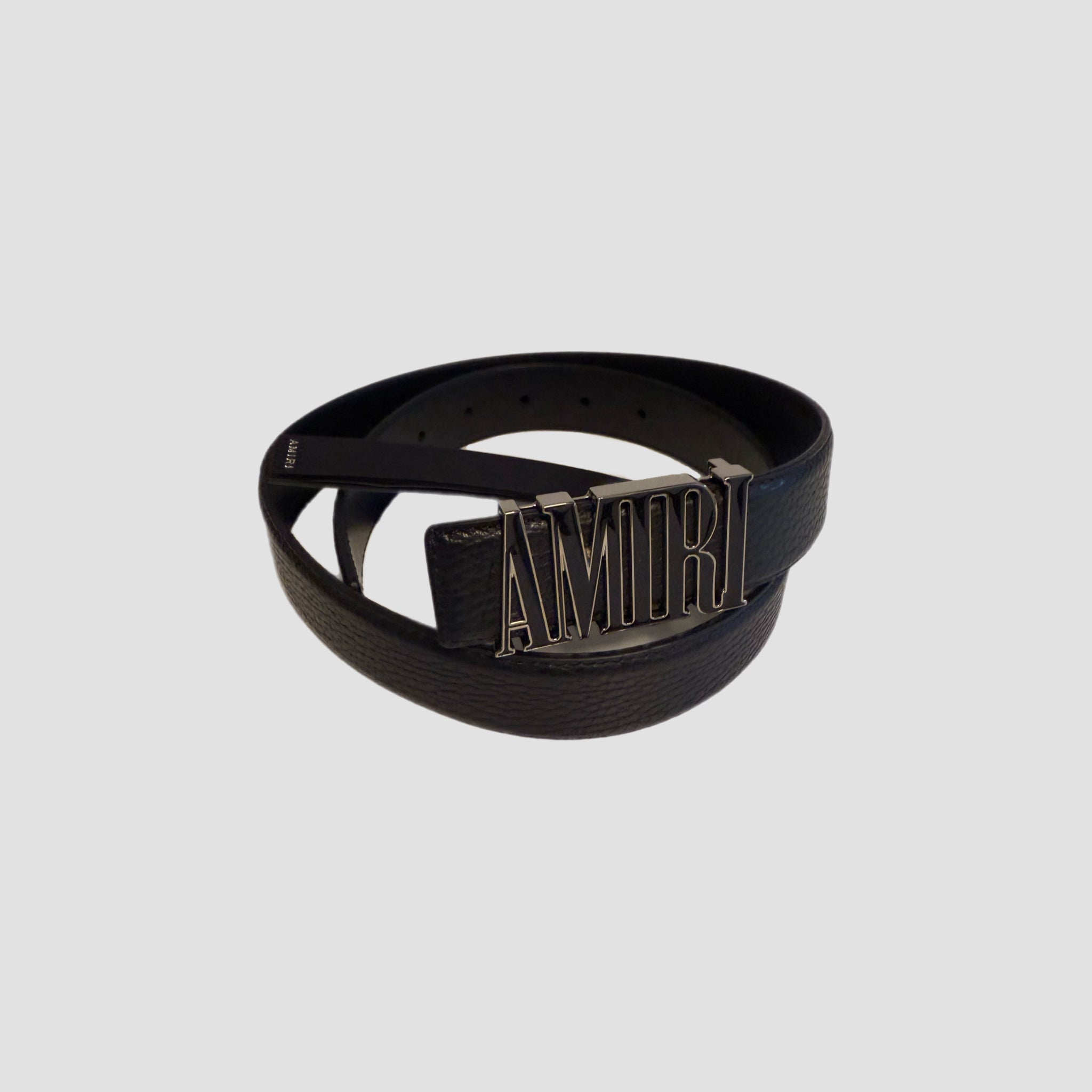 Amiri Black Enamel Logo Belt