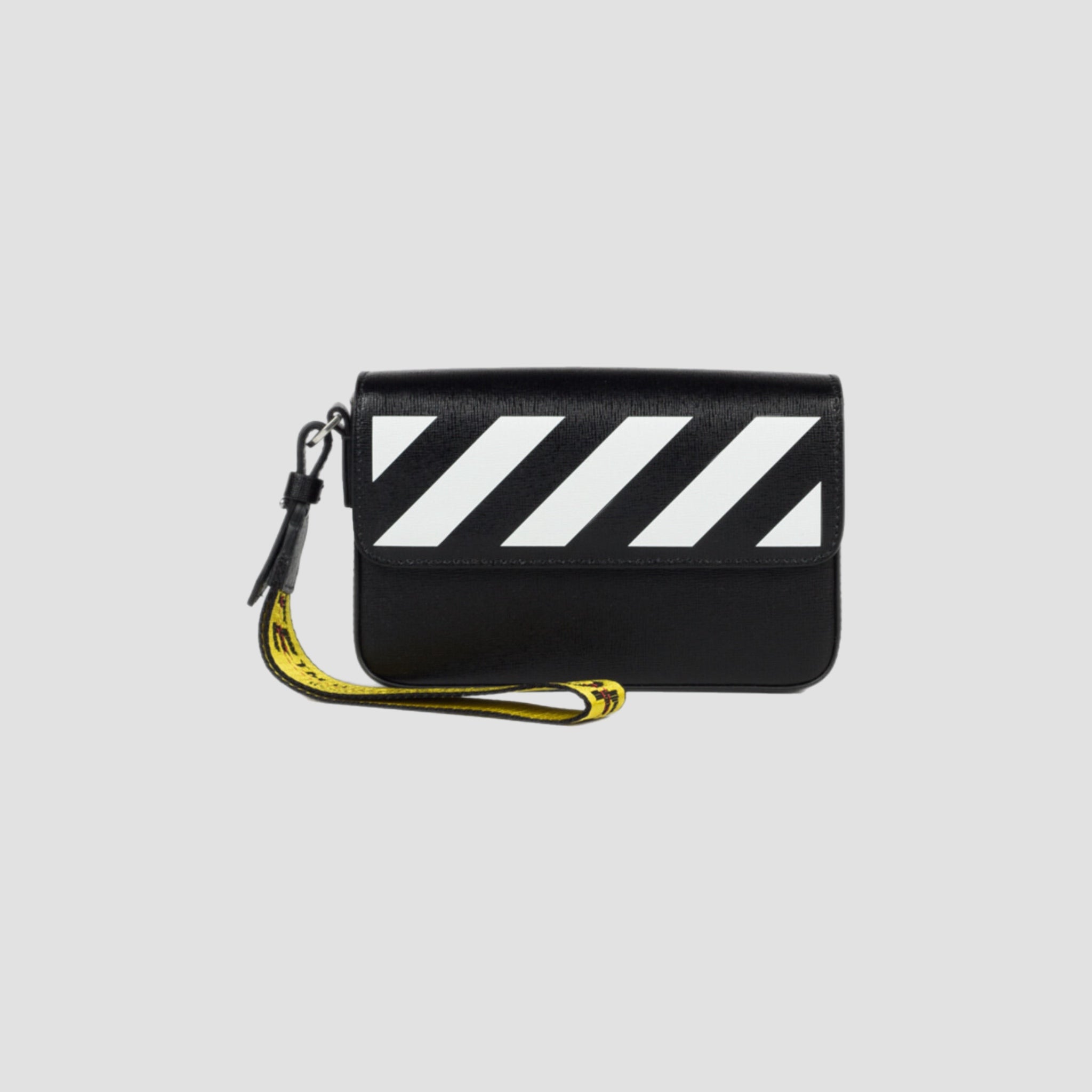 Off-White Diag Saffiano Clutch Bag Black White