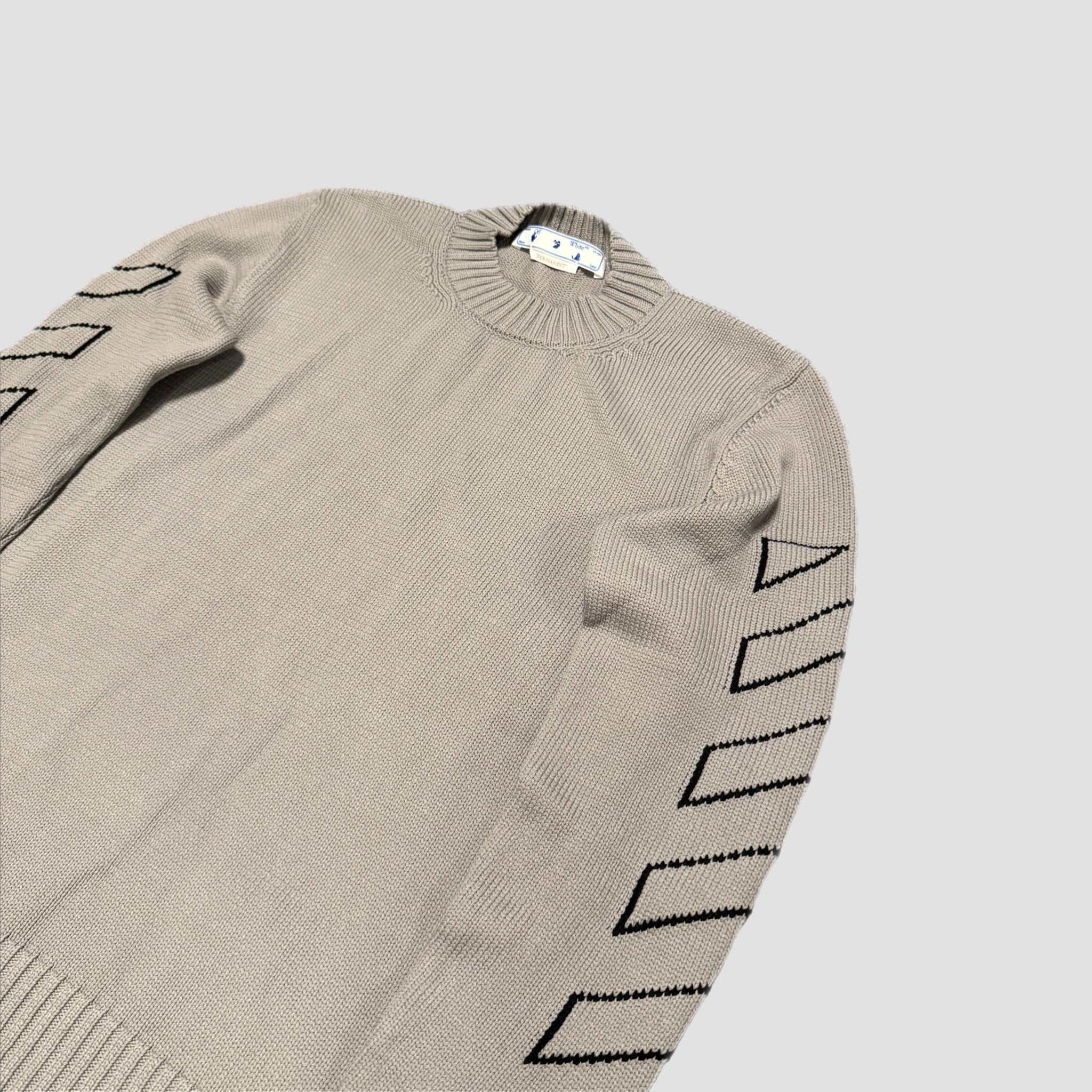 Off-White Diag Outline Knit Crewneck Grey