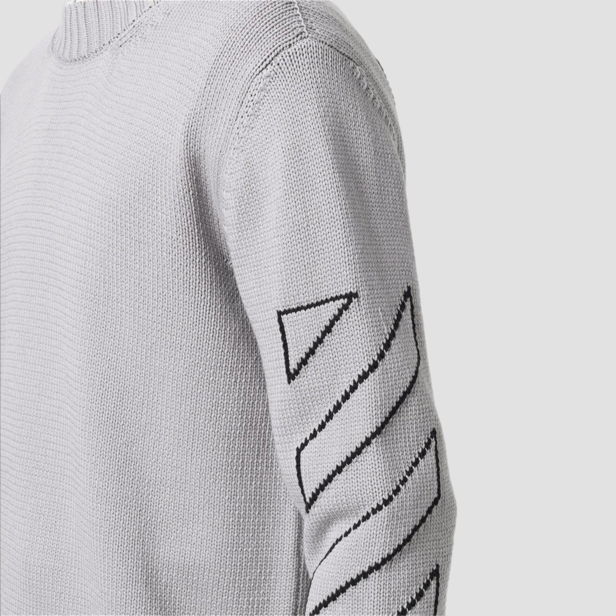 Off-White Diag Outline Knit Crewneck Grey