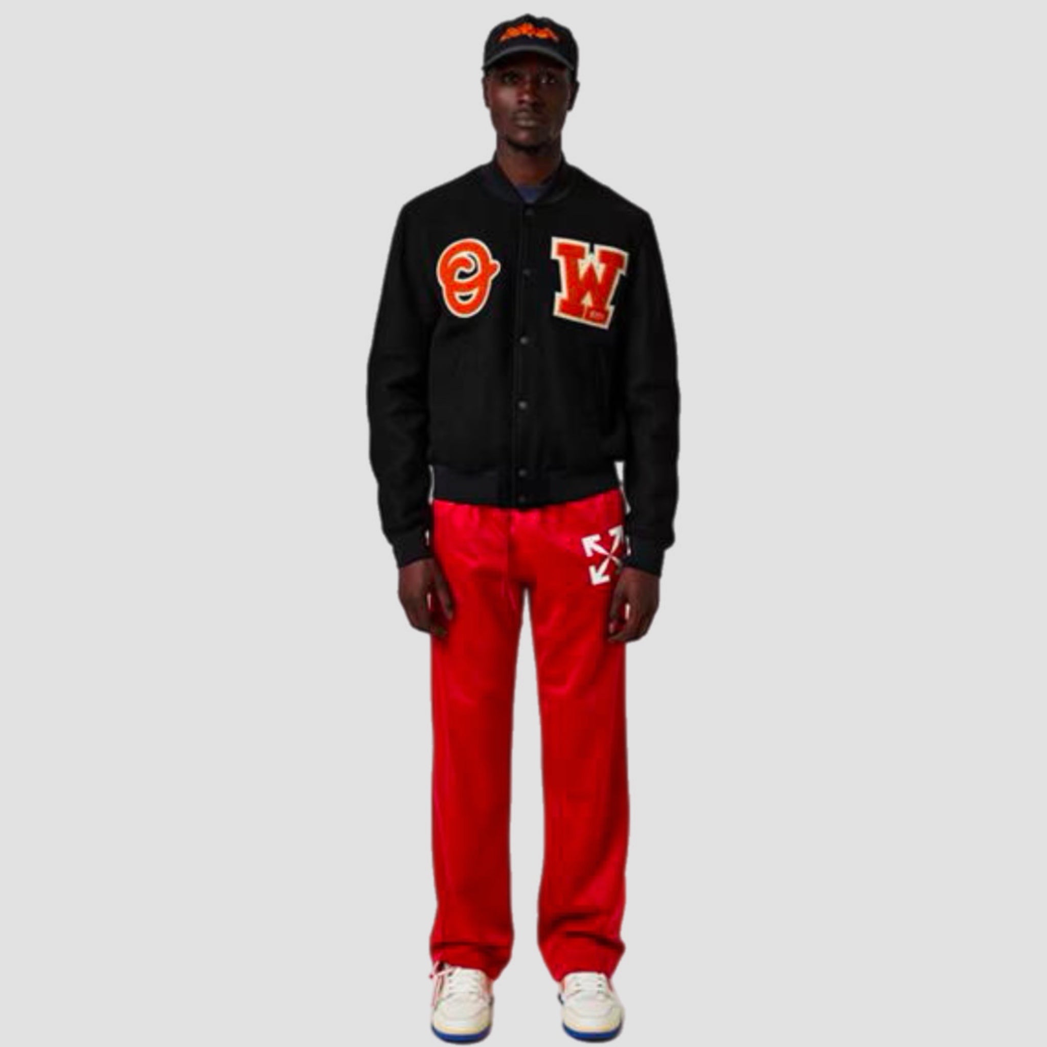 Off-White OW Patch Logo Black Varsity Jacket