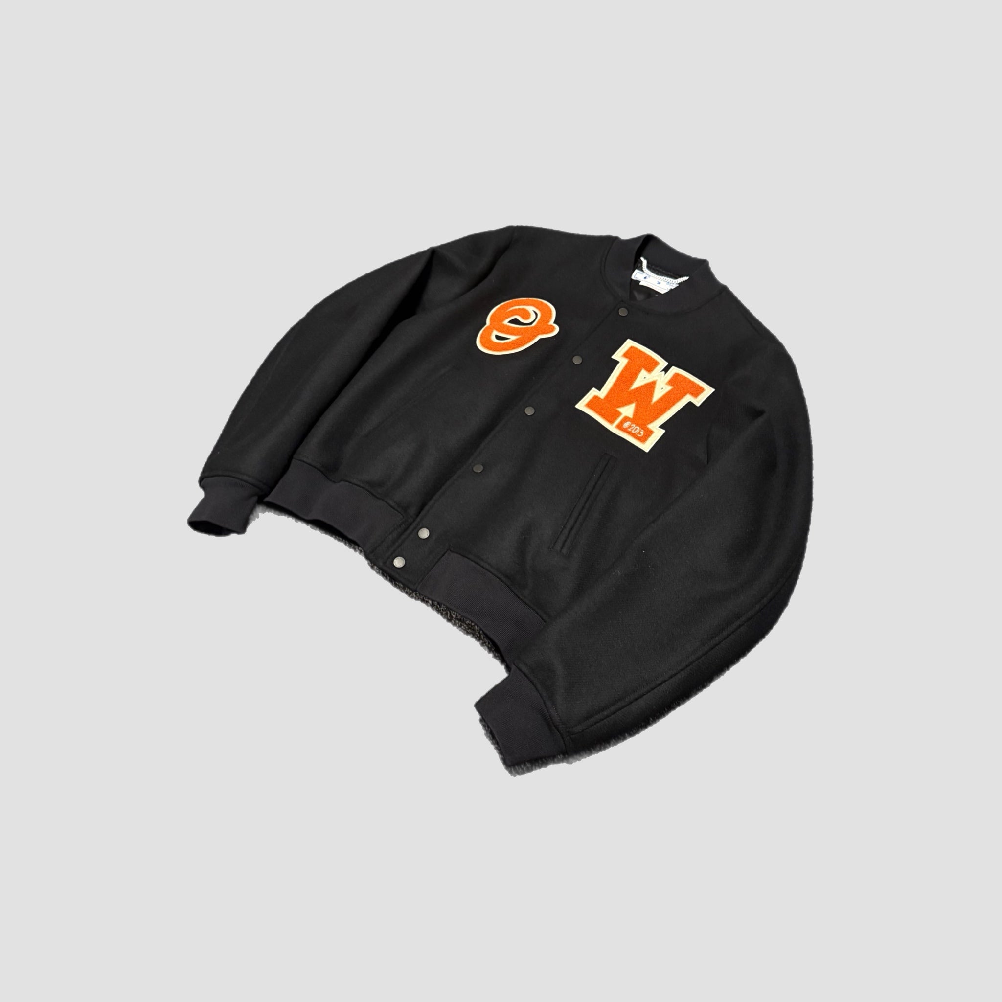 Off-White OW Patch Logo Black Varsity Jacket