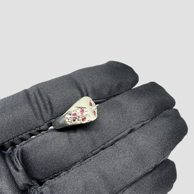 Handmade Sterling Silver Signet Ring With Natural Rubies Original Allure