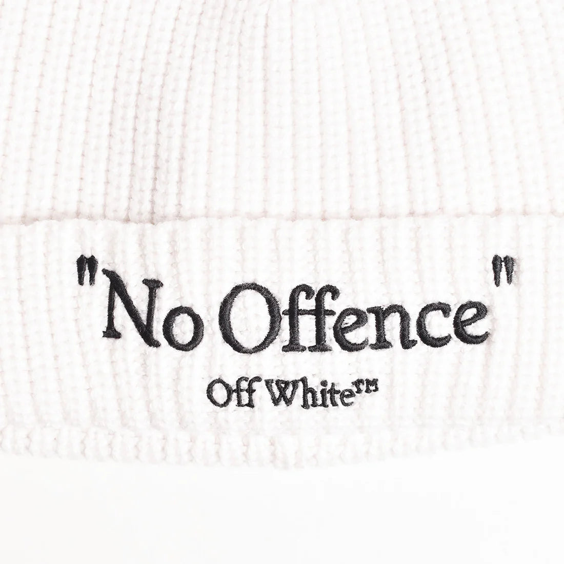 Off-White ‘No offence’ Classic Knit Beanie In White