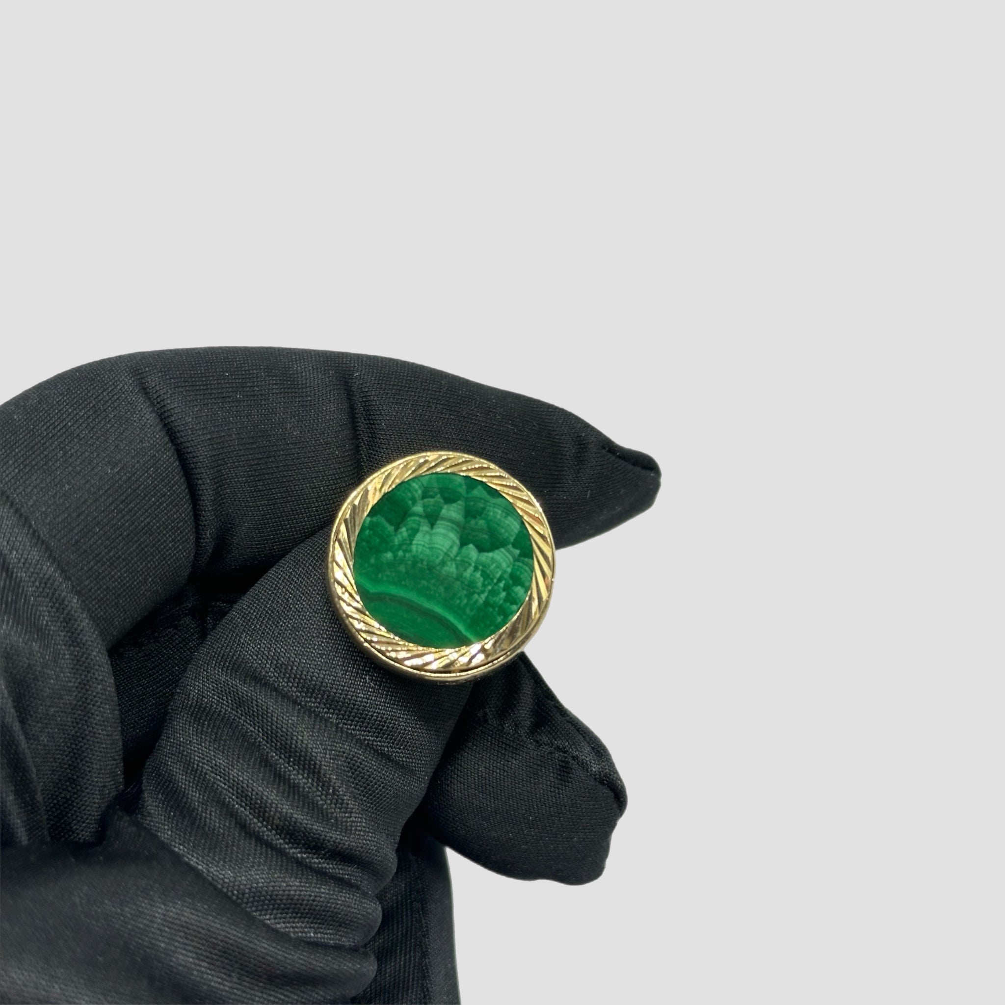 Green Malachite Half Sovereign Ring