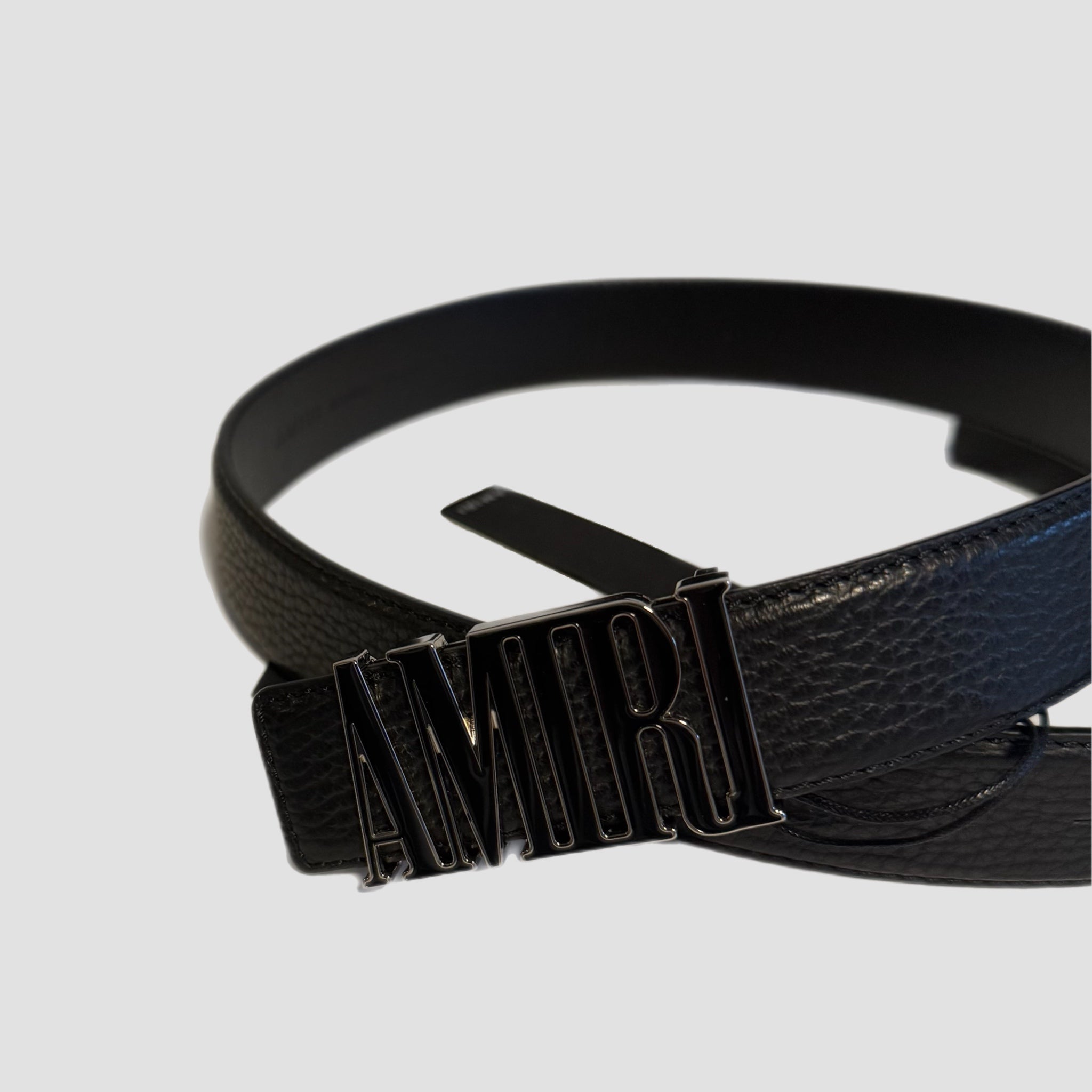 Amiri Black Enamel Logo Belt