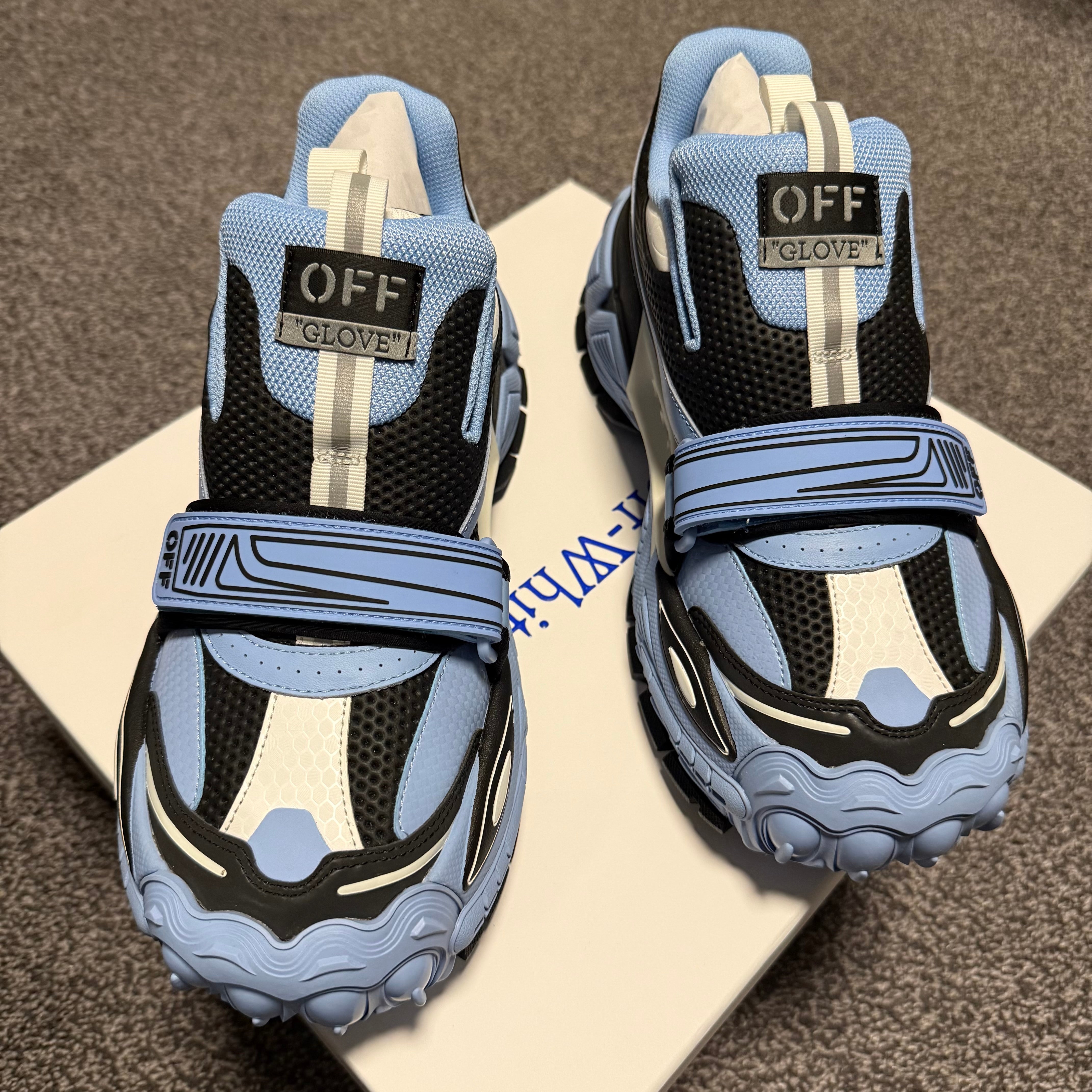 Mens Off-White Glove Slip On Trainers Light Blue