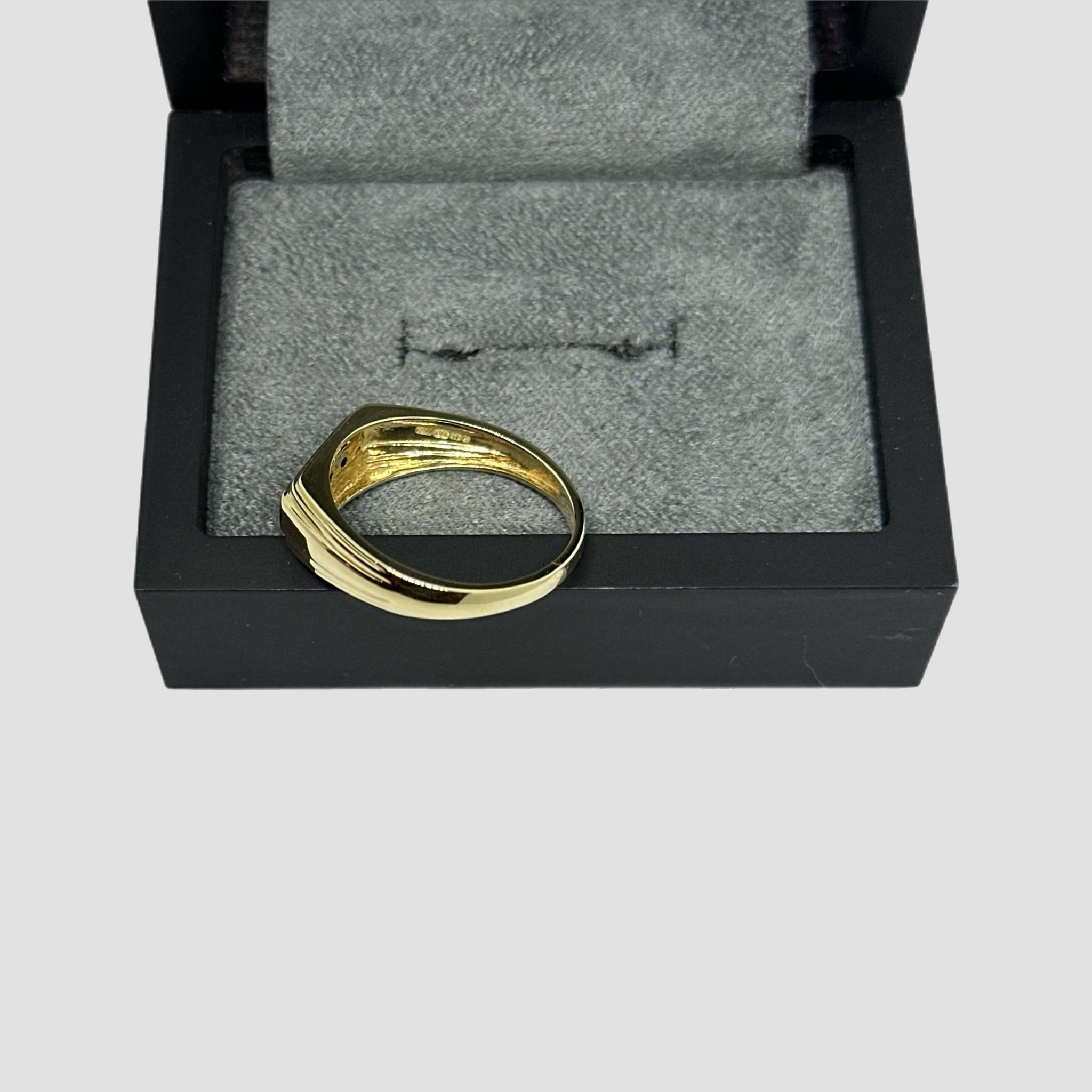 9ct Signet Ring With Black Diamonds