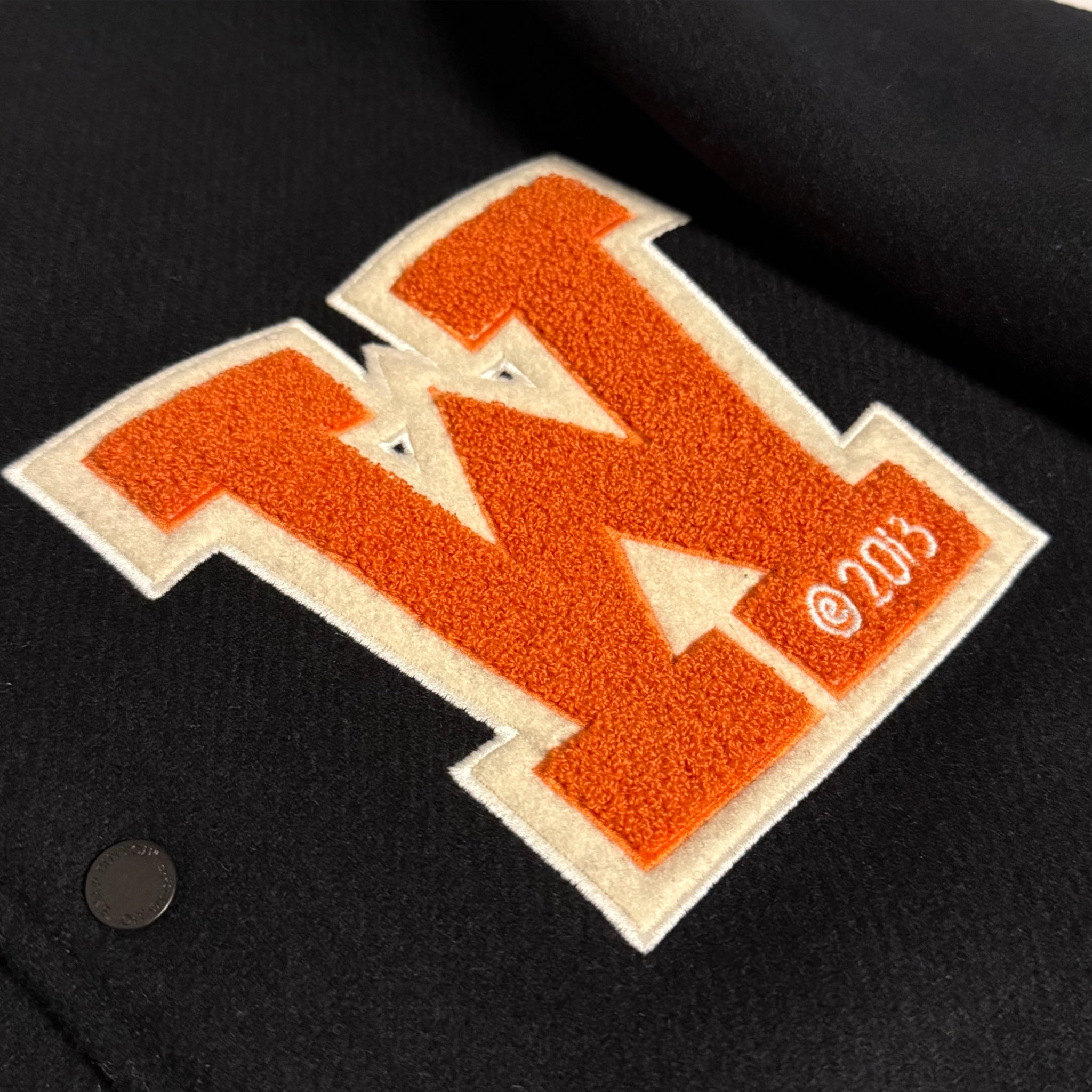 Off-White OW Patch Logo Black Varsity Jacket