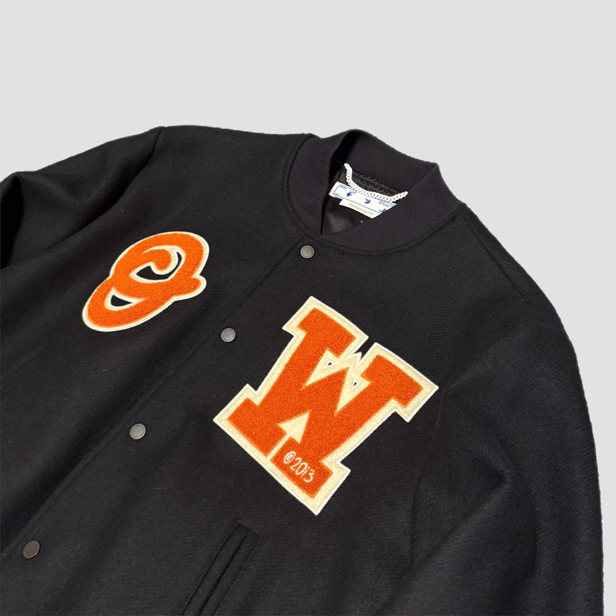 Off-White OW Patch Logo Black Varsity Jacket