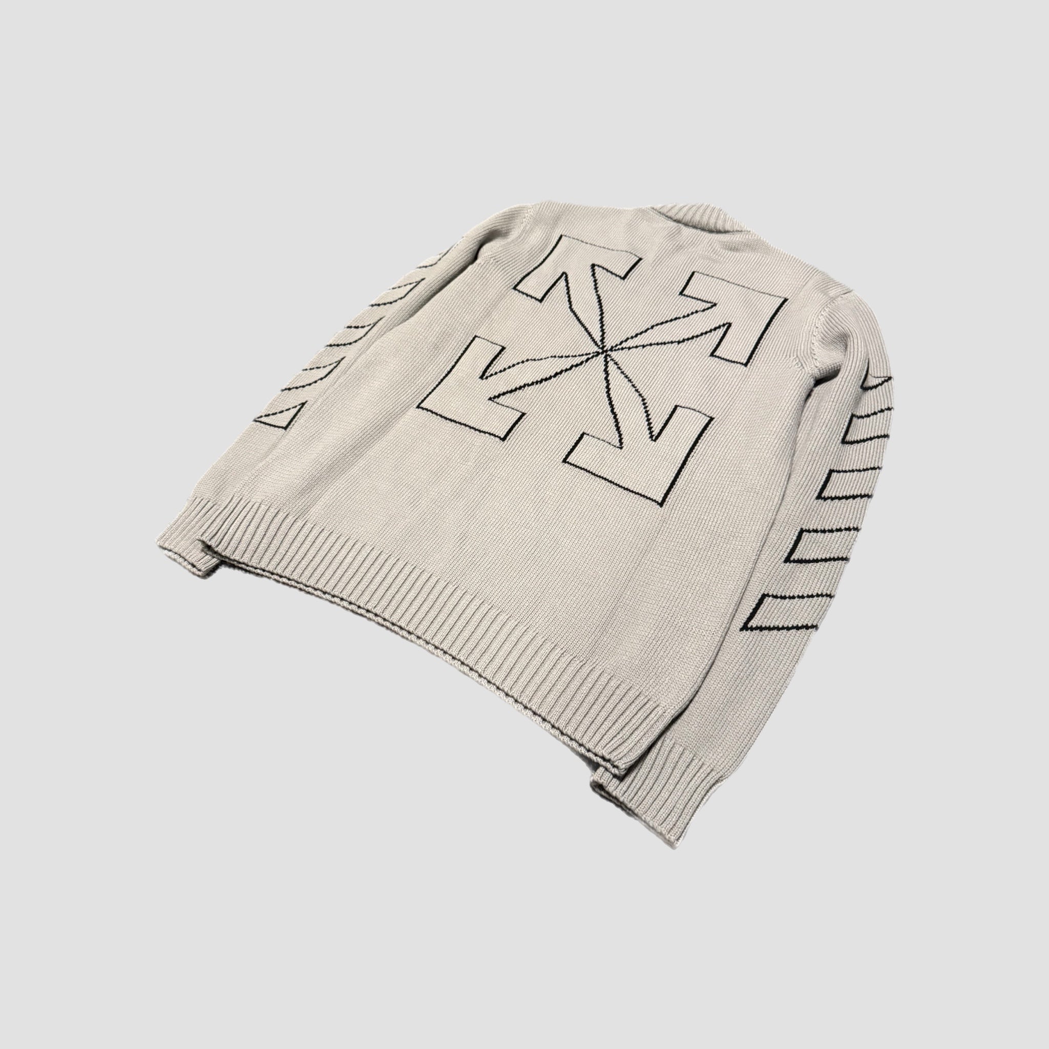 Off-White Diag Outline Knit Crewneck Grey