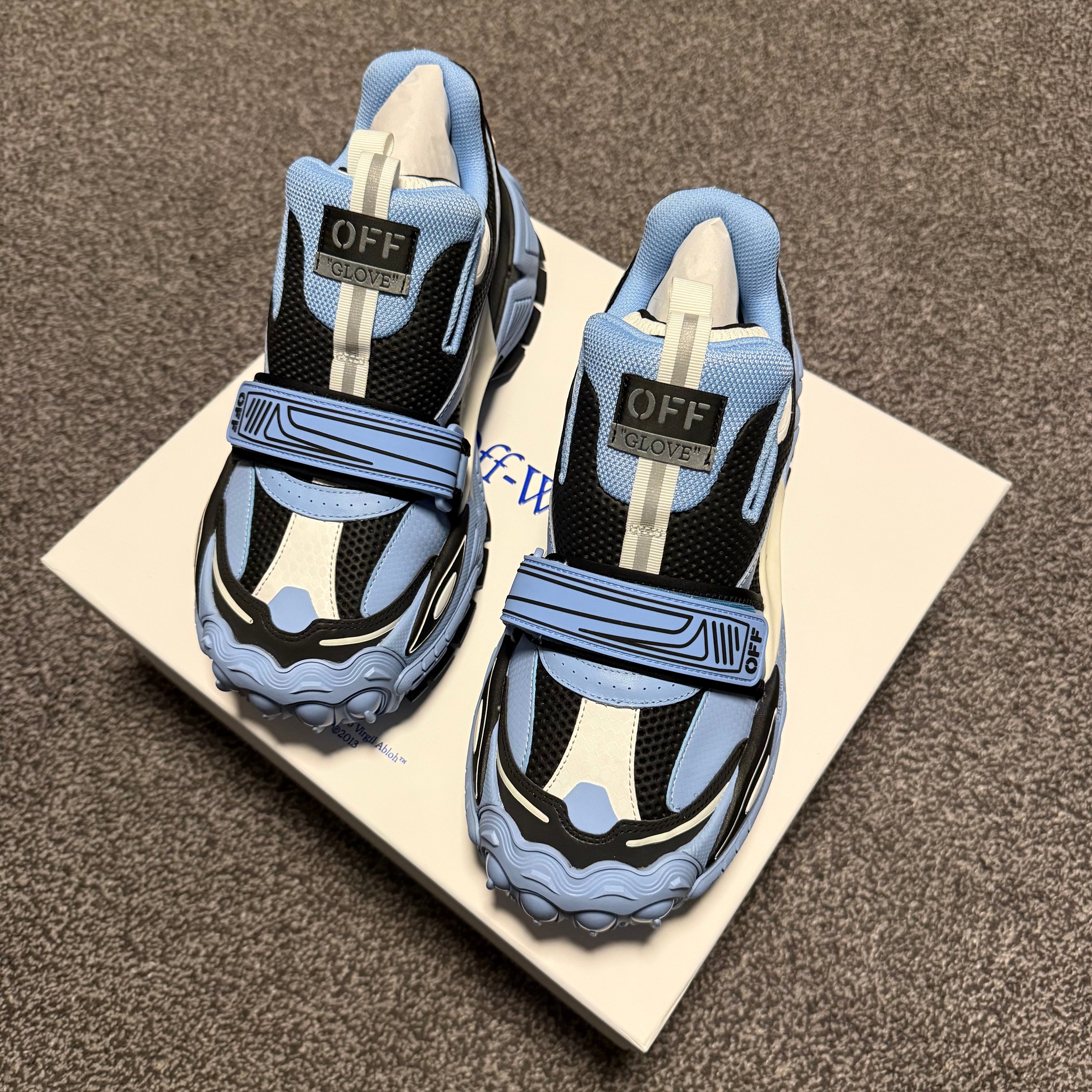 Mens Off-White Glove Slip On Trainers Light Blue