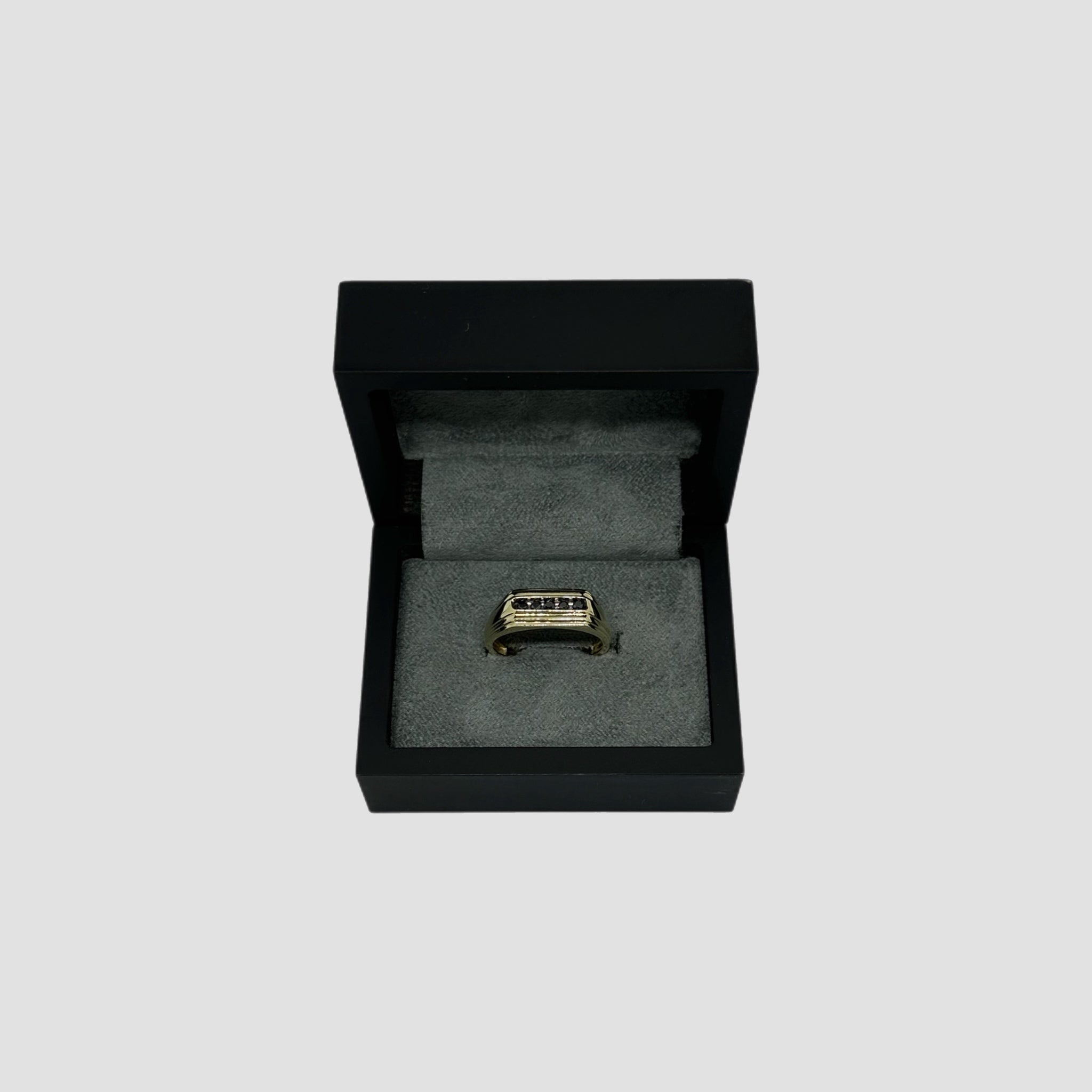 9ct Signet Ring With Black Diamonds