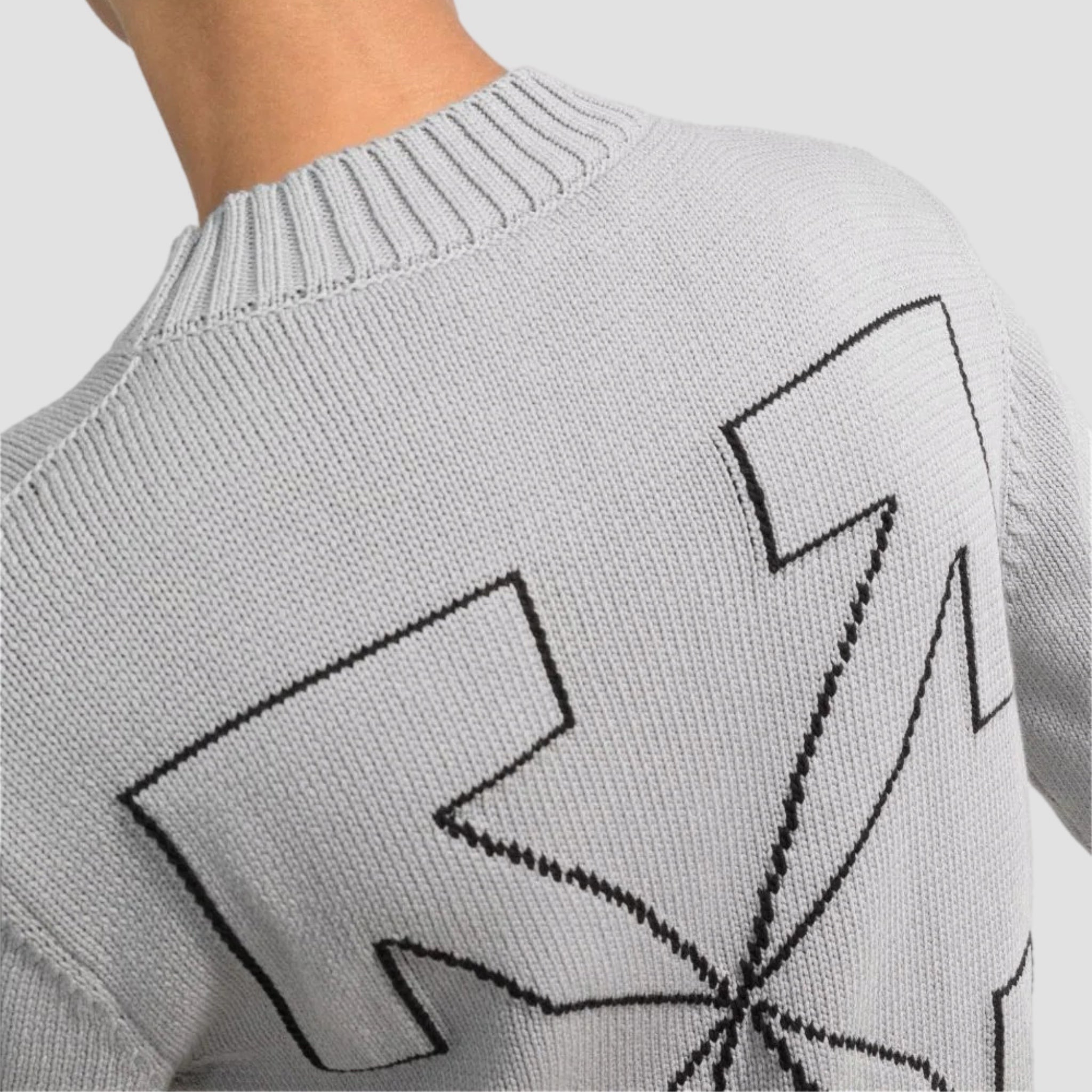 Off-White Diag Outline Knit Crewneck Grey