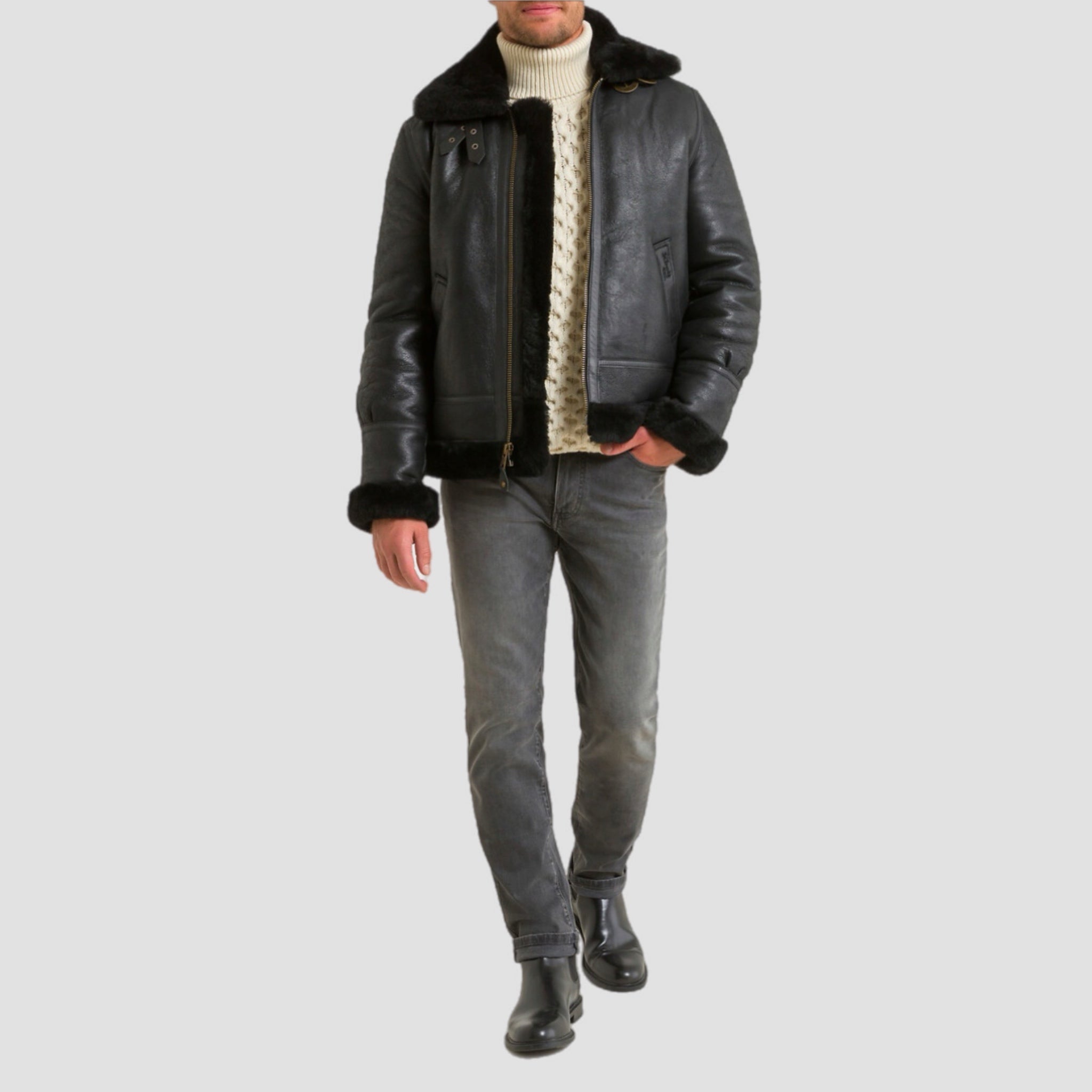 Schott NYC Leather Aviator Jacket