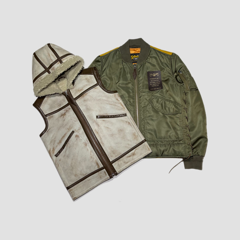 Schott x Hypebeast Bomber jacket & Shearling Gilet Original Allure