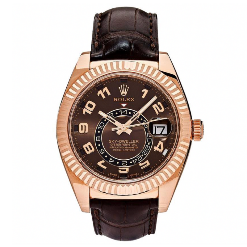 Rolex Sky-Dweller Rose Gold Chocolate Dial Leather Strap - 2015 FABRIX1