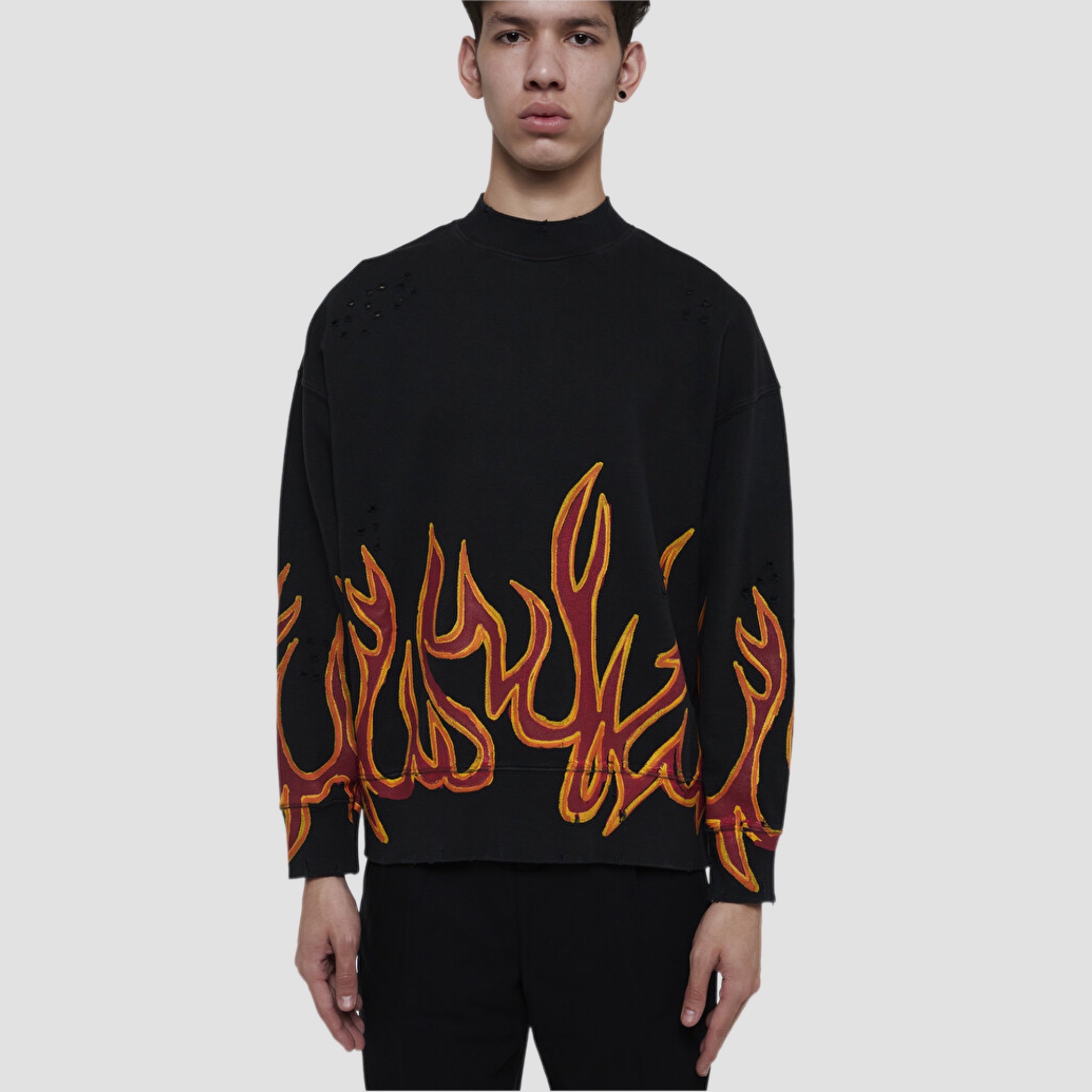 Palm Angels Graffiti Flame Crew Sweater Original Allure
