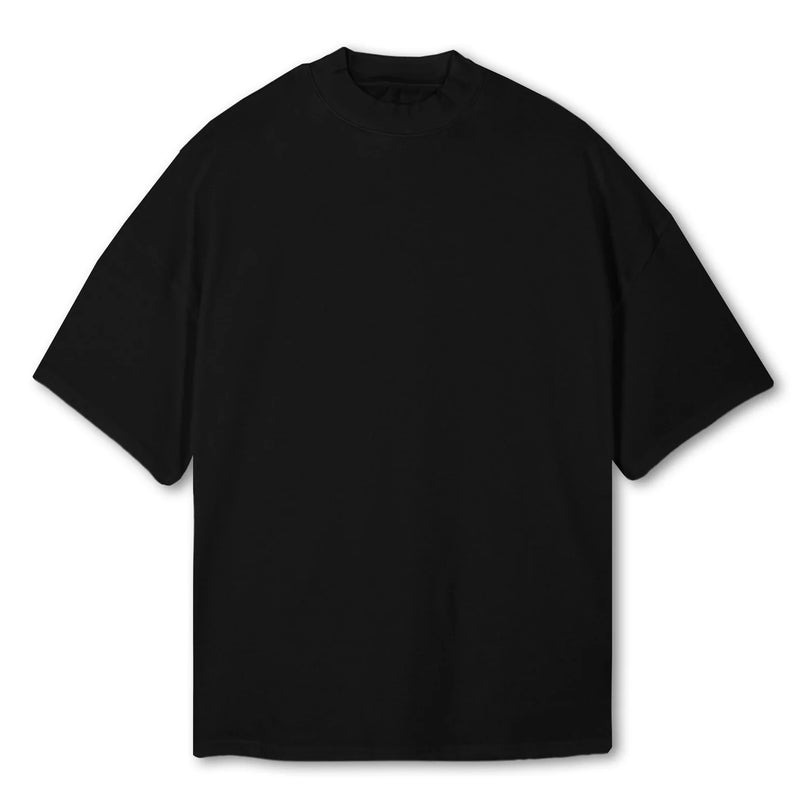 Black Oversized Mock Neck Tee – Original Allure